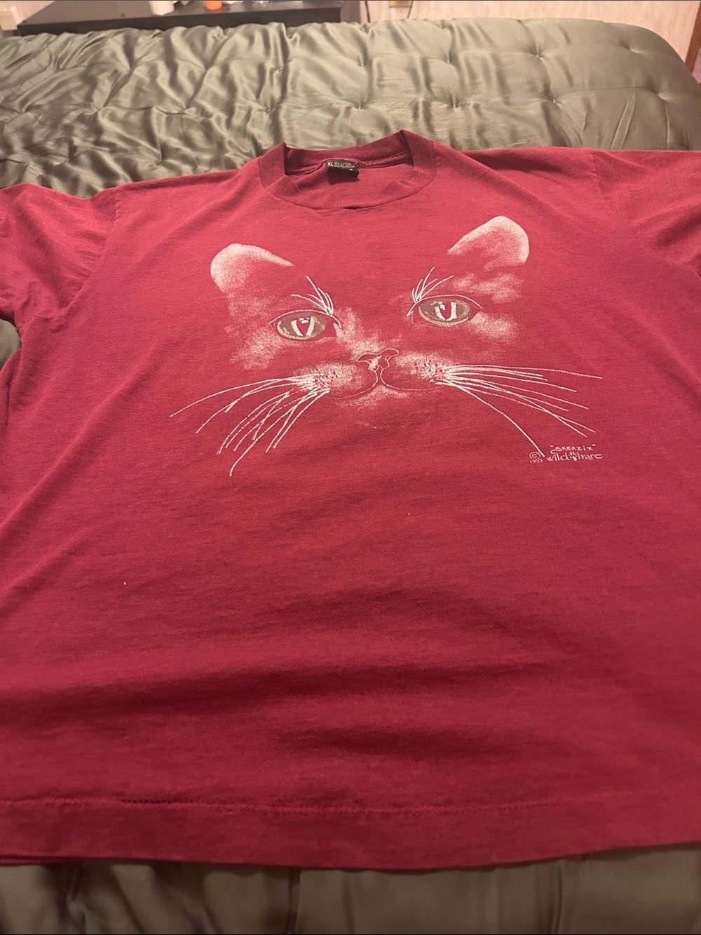 Vintage screen stars Red Cat Graphic Tee by - Soft Cotton Pet Shirt